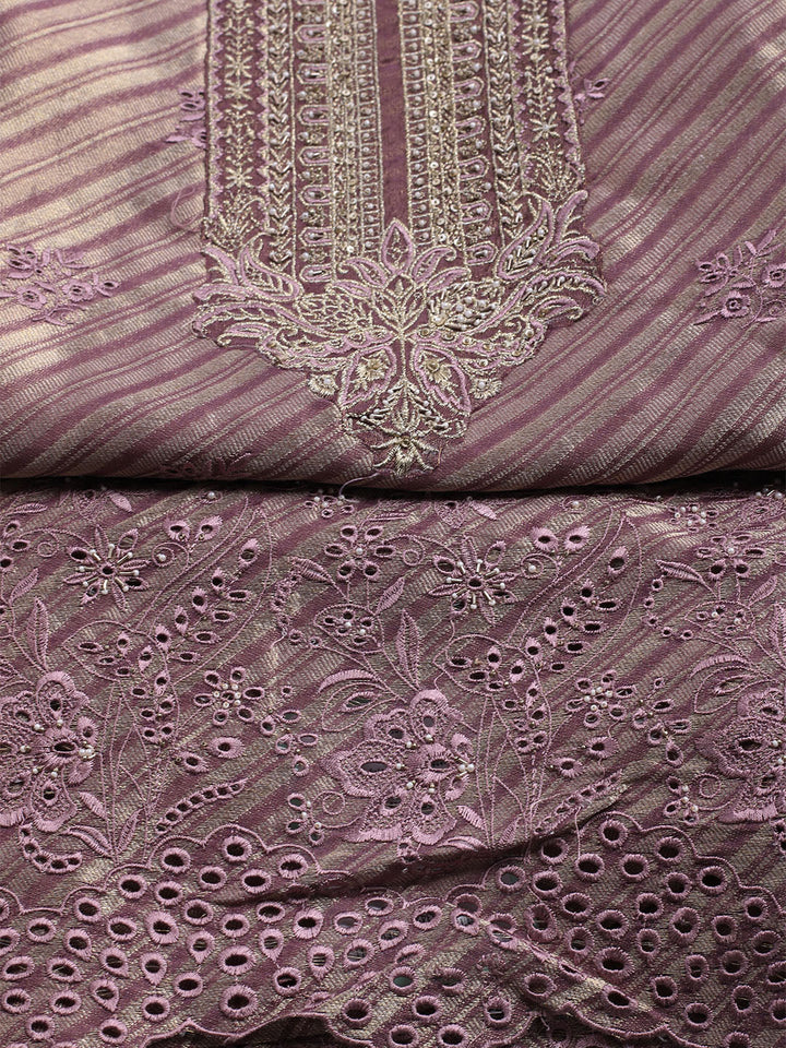 Embroidered Tissue Unstitched Suit With Dupatta