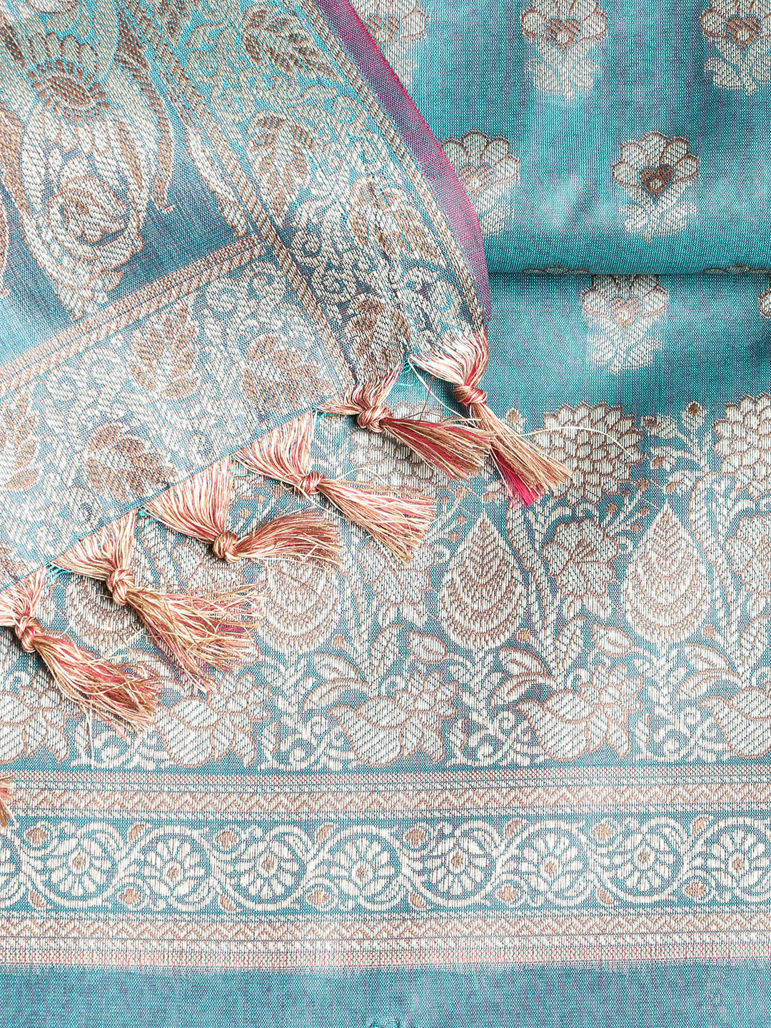 Woven Banarasi Chanderi Unstitched Suit With Dupatta