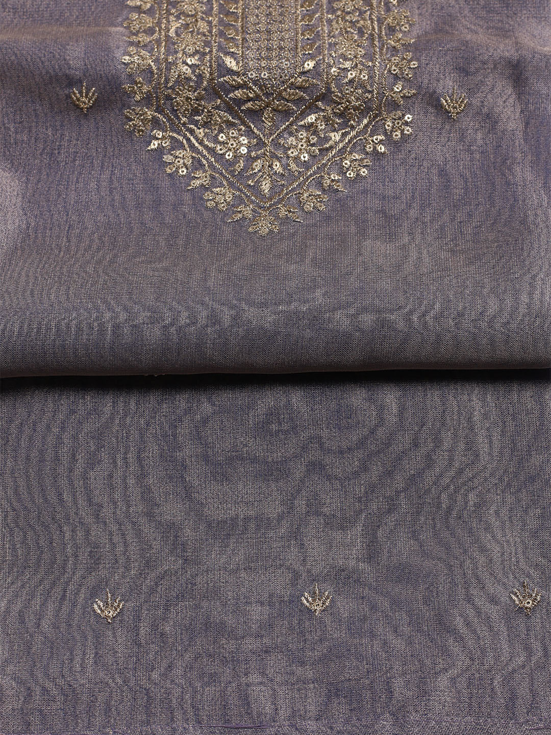 Neck Embroidered Tissue Unstitched Suit With Dupatta
