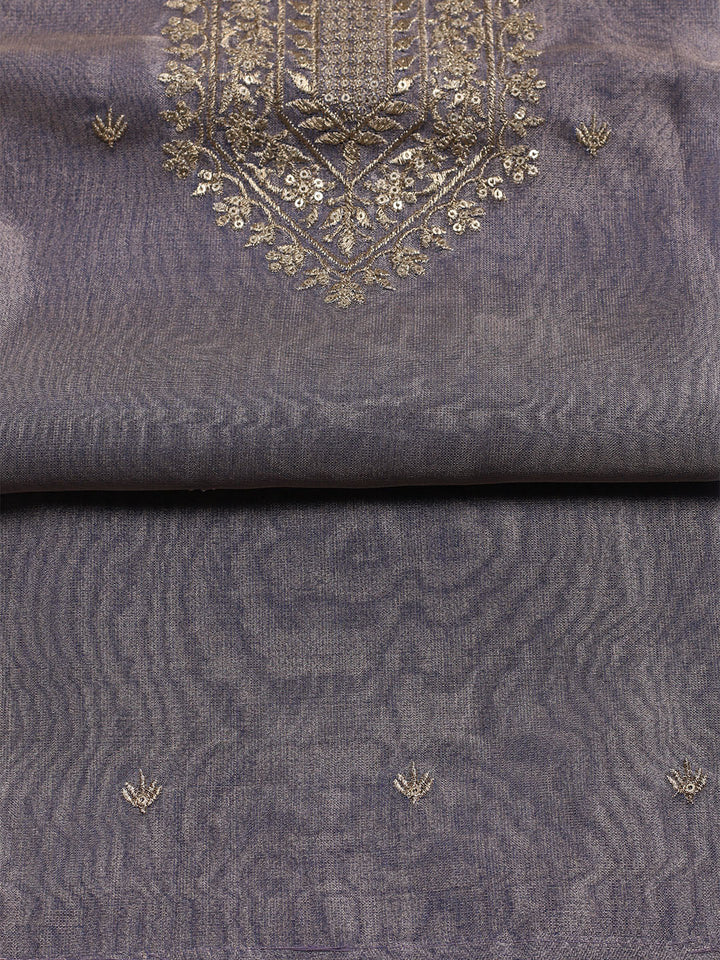 Neck Embroidered Tissue Unstitched Suit With Dupatta