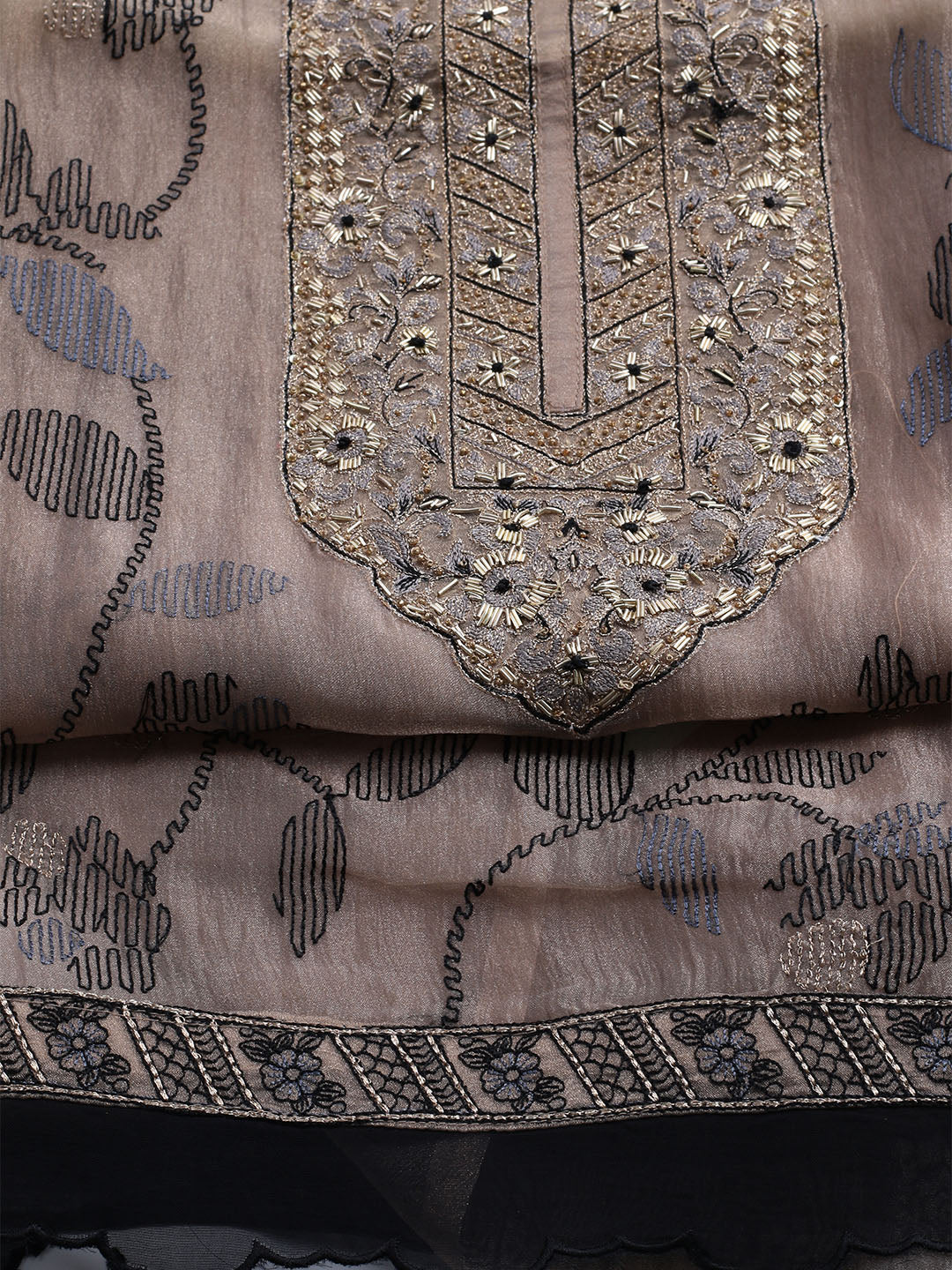 Embroidered Tissue Unstitched Suit With Dupatta
