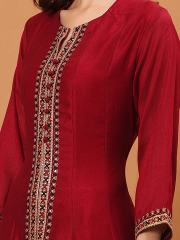 Zari Embroidery Handloom Kurta With Pants & Dupatta