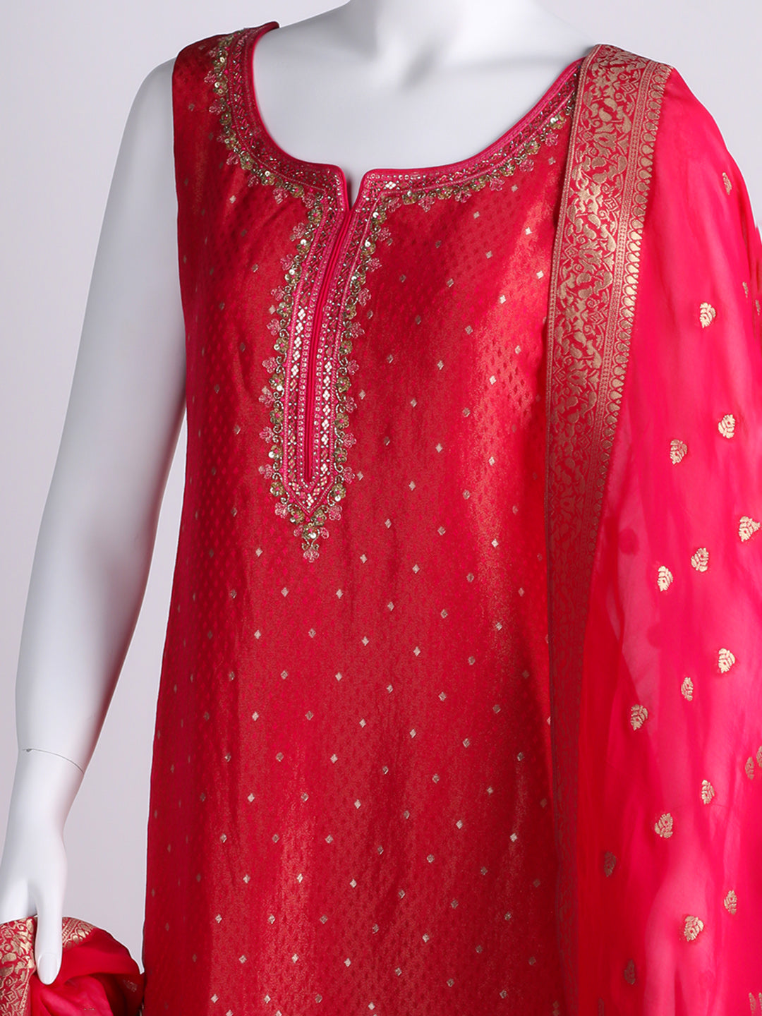 Embroidered Banarasi Kurta With Pant &amp; Dupatta