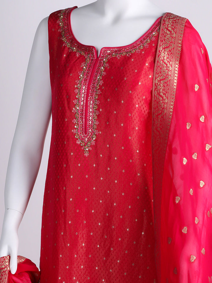 Embroidered Banarasi Kurta With Pant &amp; Dupatta