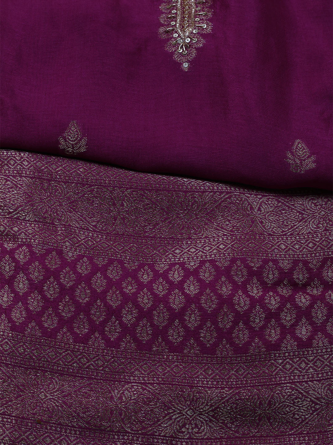 Kanjeevaram Chanderi Unstitched Suit With Dupatta