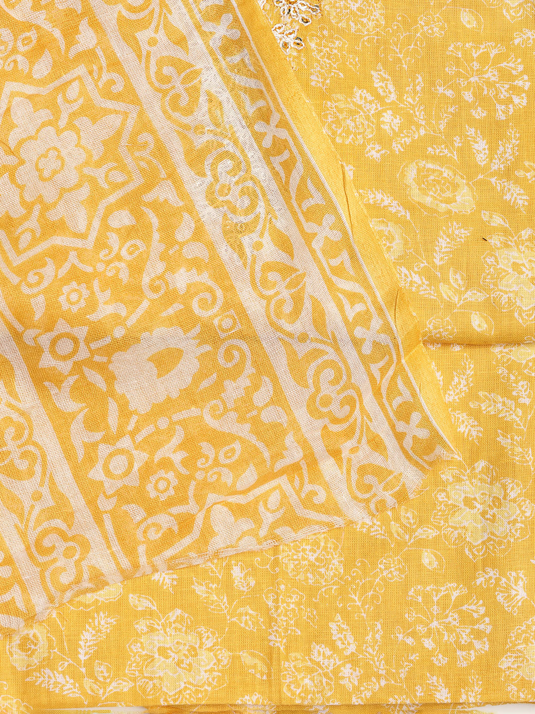 Printed Cotton Blend Unstitched Suit With Dupatta