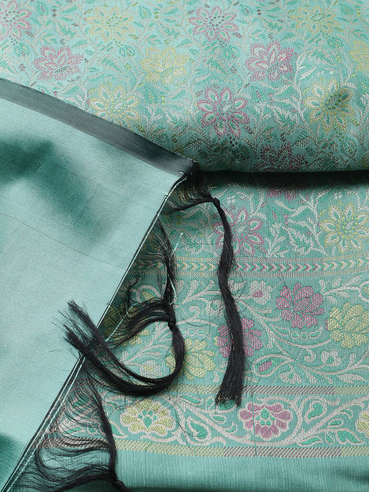 Woven Design Chanderi Unstitched Suit With Pant &amp; Dupatta