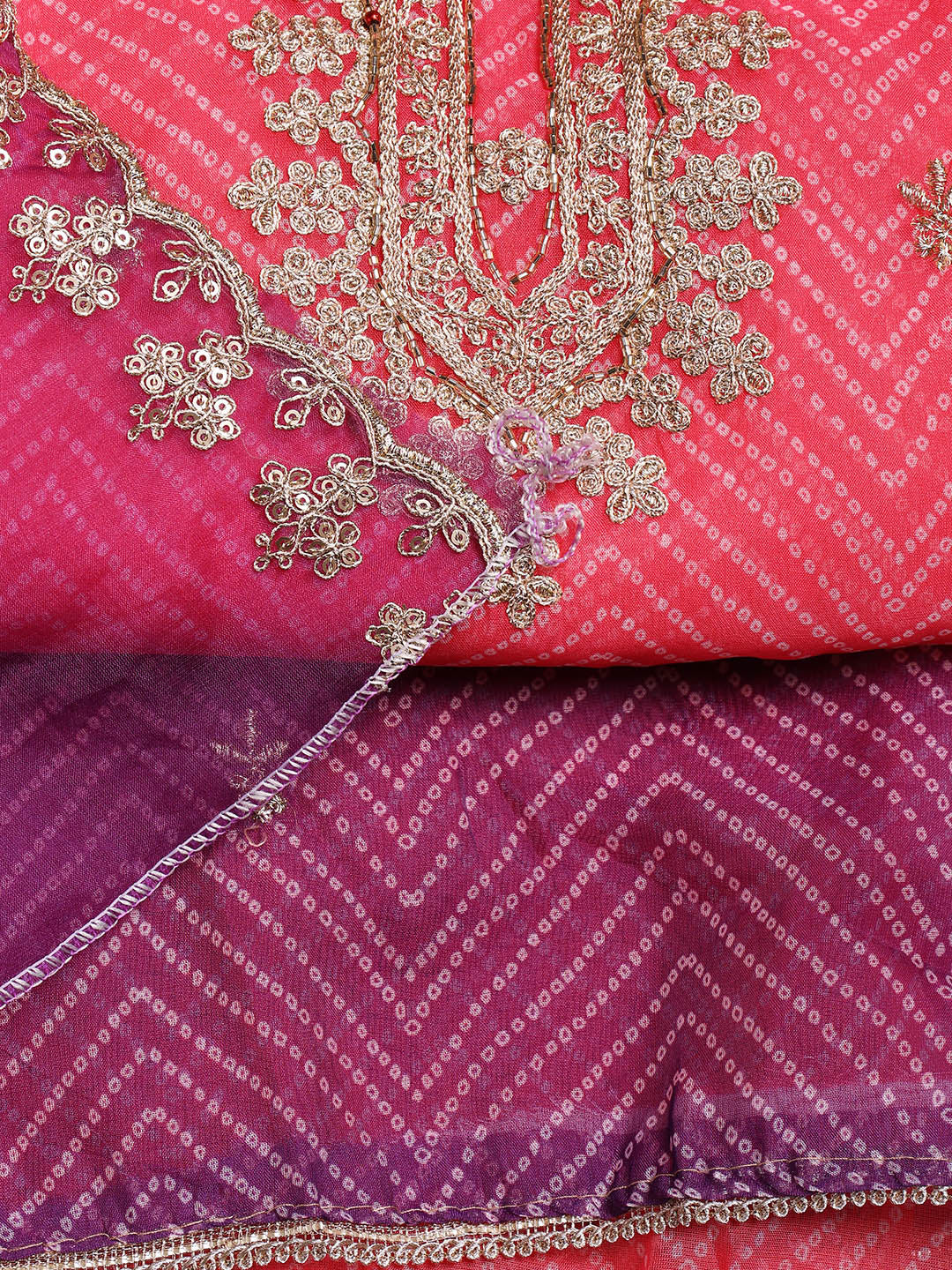 Neck Embroidered Organza Unstitched Suit With Dupatta