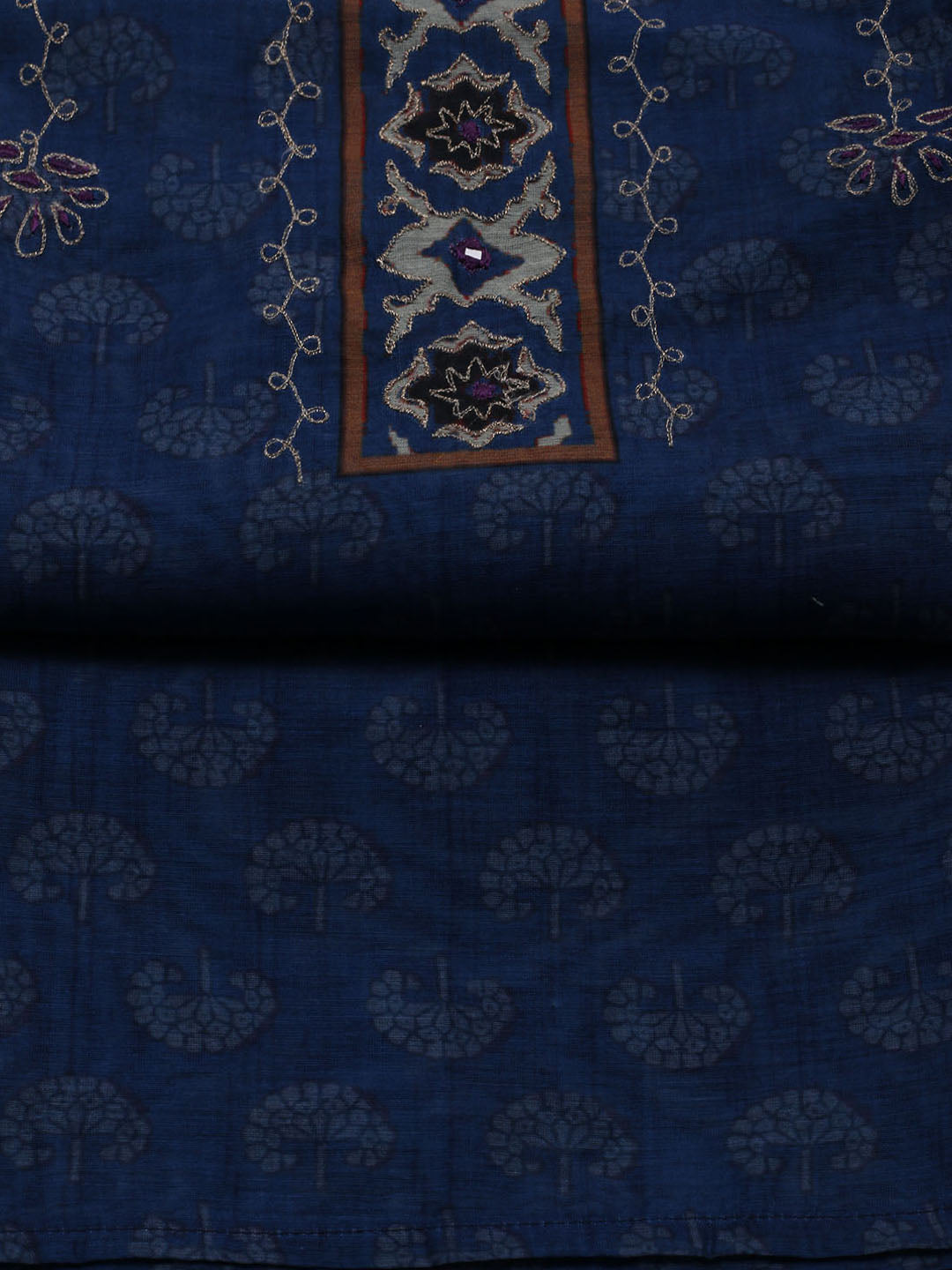 Printed Cotton Blend Unstitched Suit With Dupatta