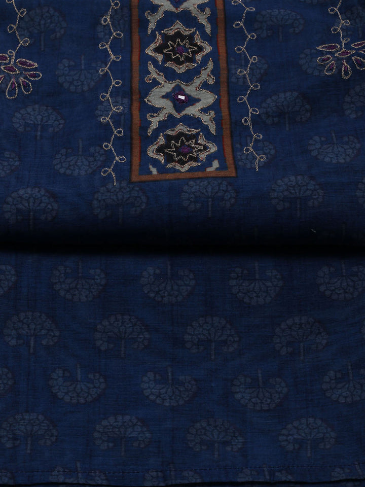 Printed Cotton Blend Unstitched Suit With Dupatta