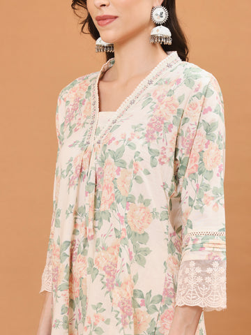 Printed Cotton Kurta With Pants