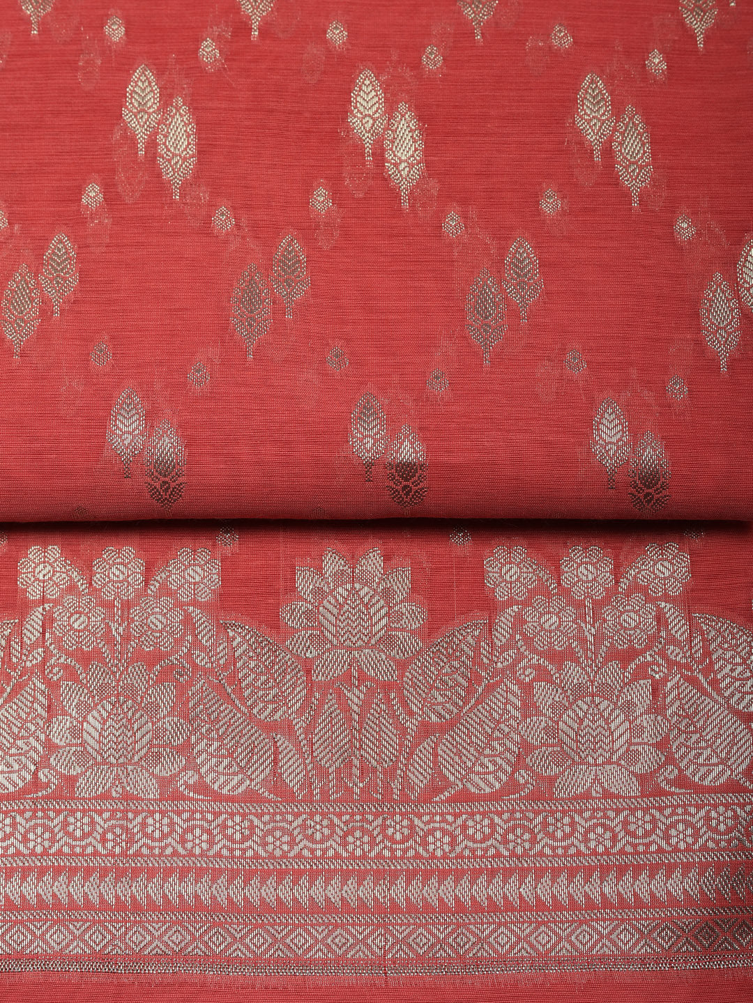 Woven Design Art Silk Unstitched Suit With Pant &amp; Dupatta