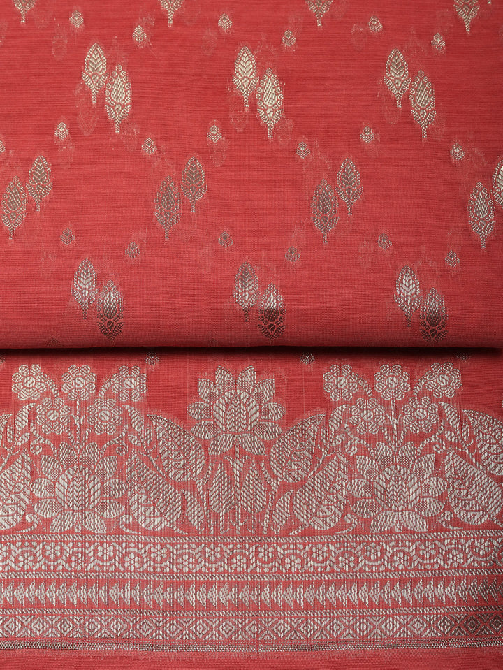 Woven Design Art Silk Unstitched Suit With Pant &amp; Dupatta