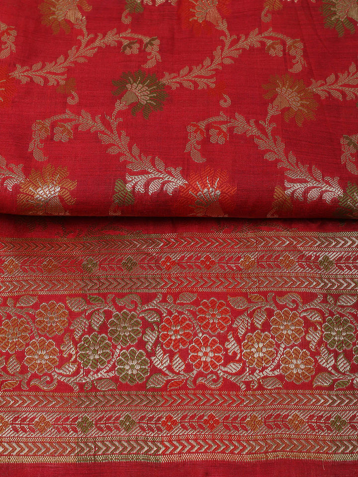Woven Design Chanderi Unstitched Suit With Pant &amp; Dupatta