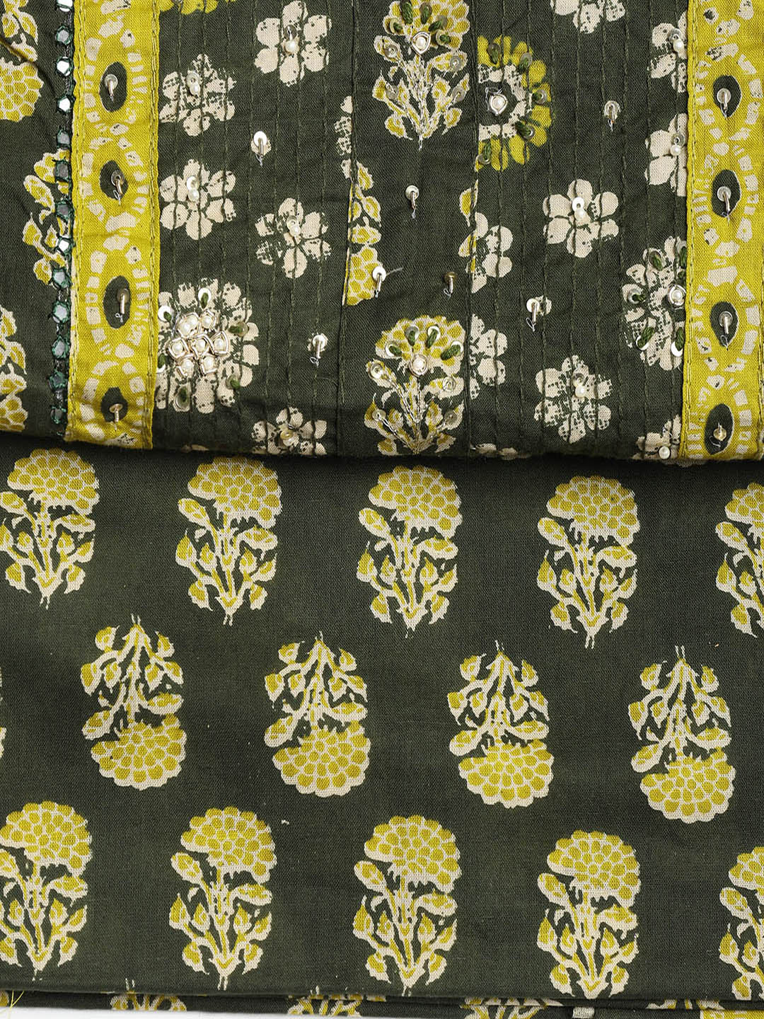 Printed Cotton Blend Unstitched Suit With Dupatta