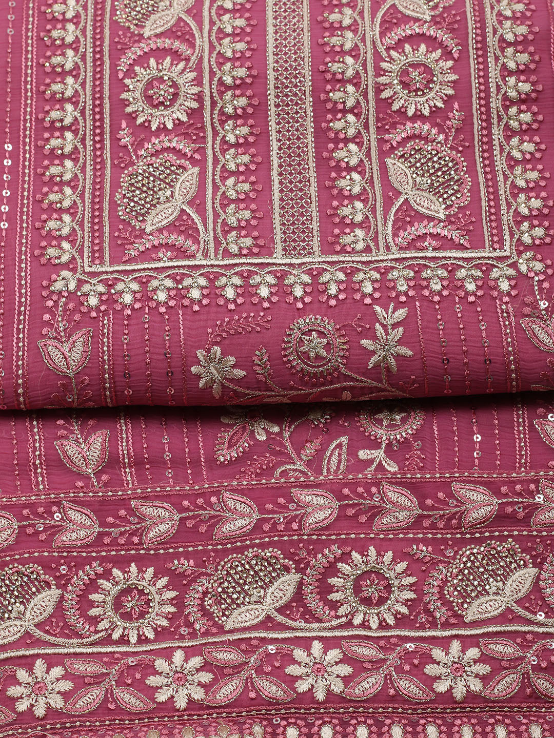 Embroidered Organza Unstitched Suit With Pant &amp; Dupatta