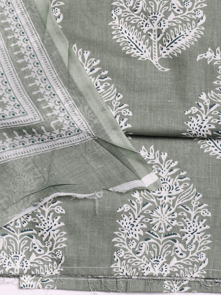 Printed Cotton Blend Unstitched Suit With Dupatta