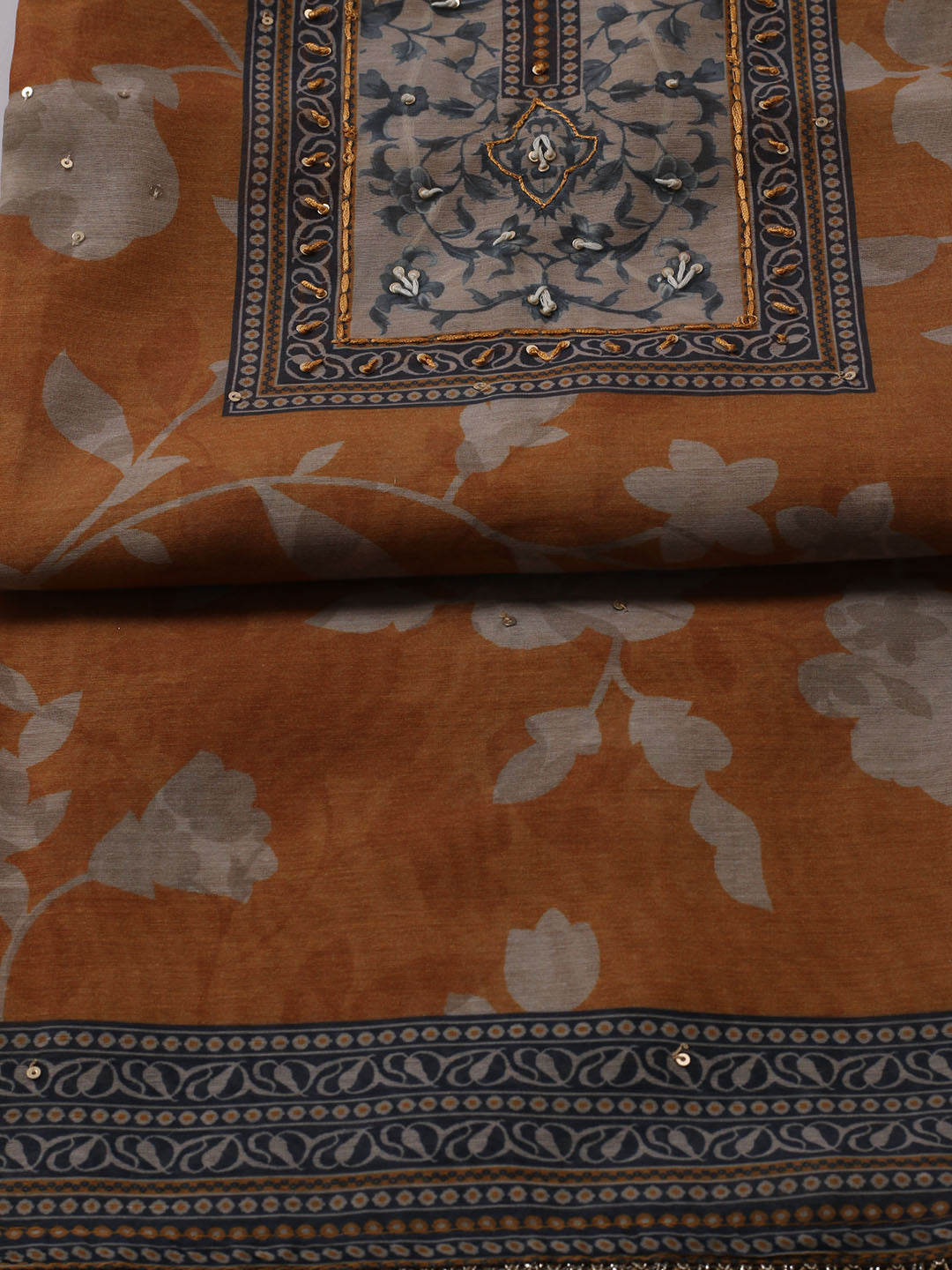 Printed Chanderi Unstitched Suit With Dupatta