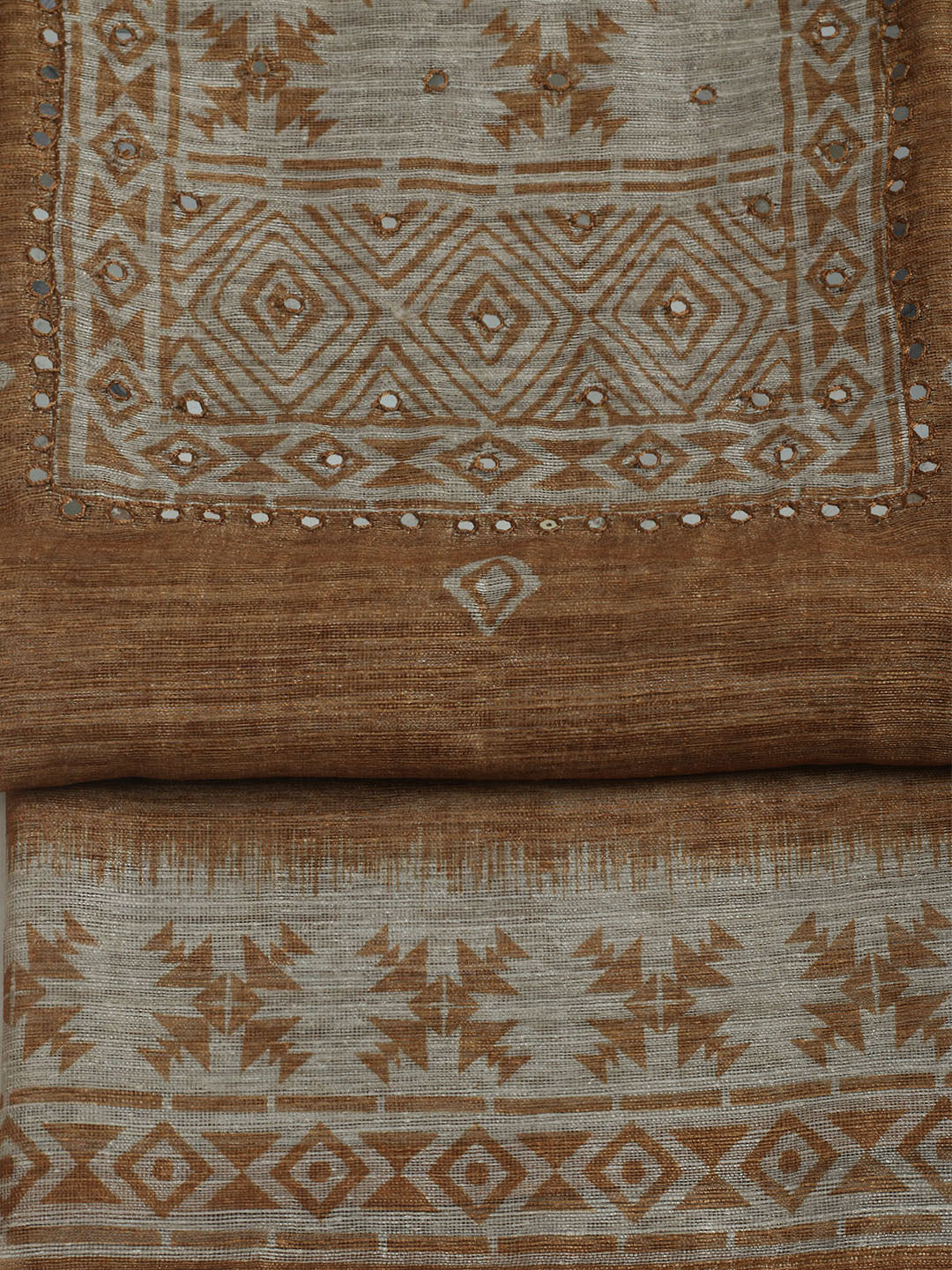 Printed Chanderi Unstitched Suit With Pant &amp; Dupatta