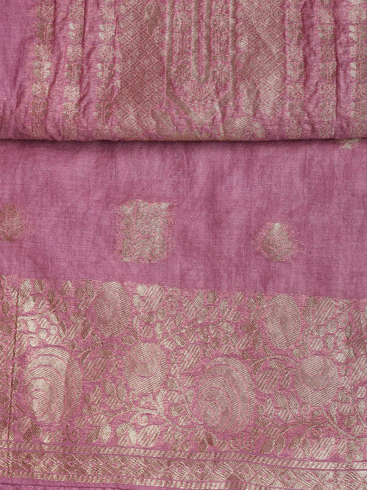 Woven Neck Chanderi Unstitched Suit With Dupatta
