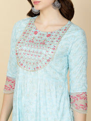 Booti Printed Cotton Kurta With Pants & Dupatta