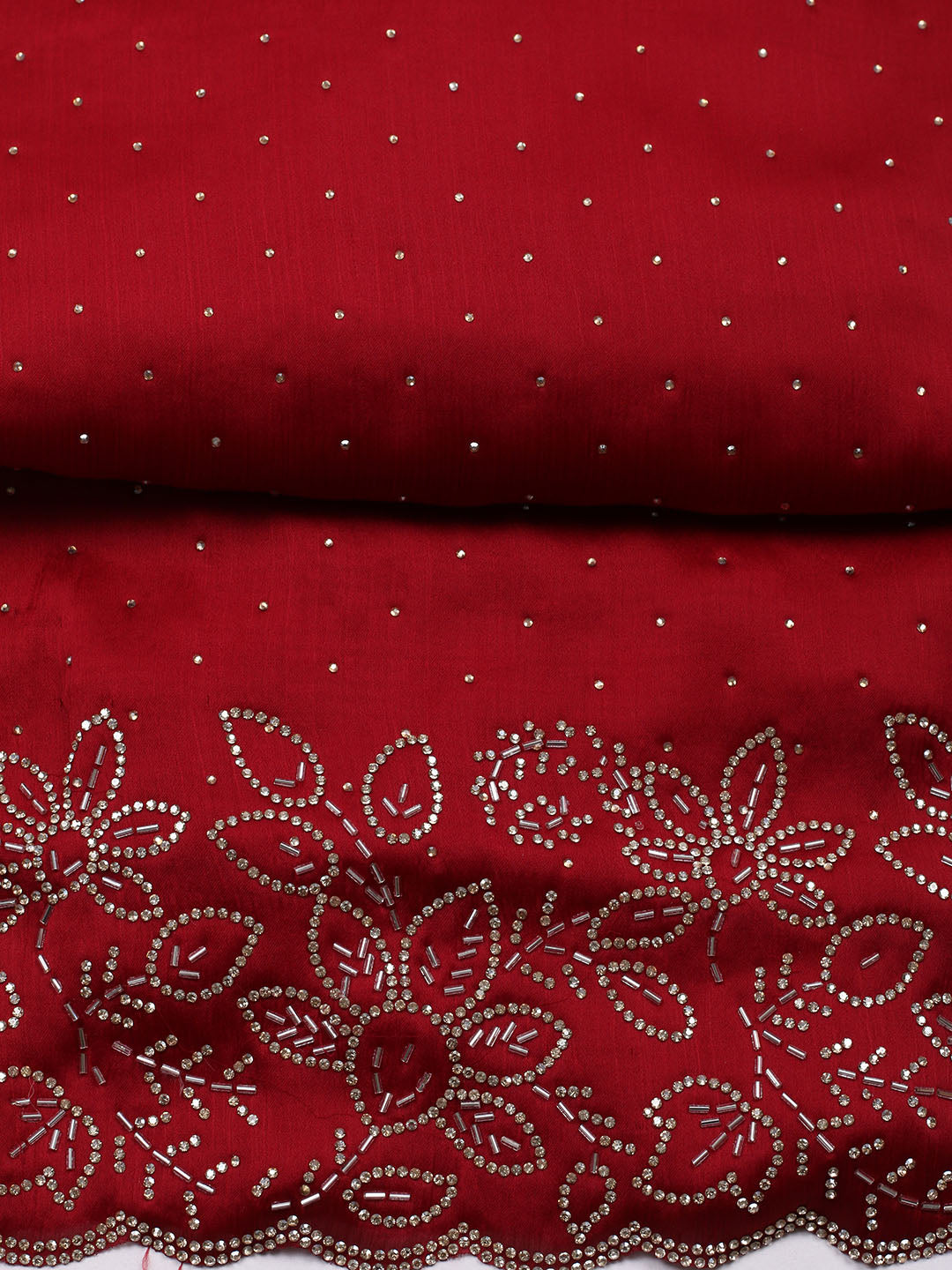 Embellished Chiffon Unstitched Suit With Pant &amp; Dupatta