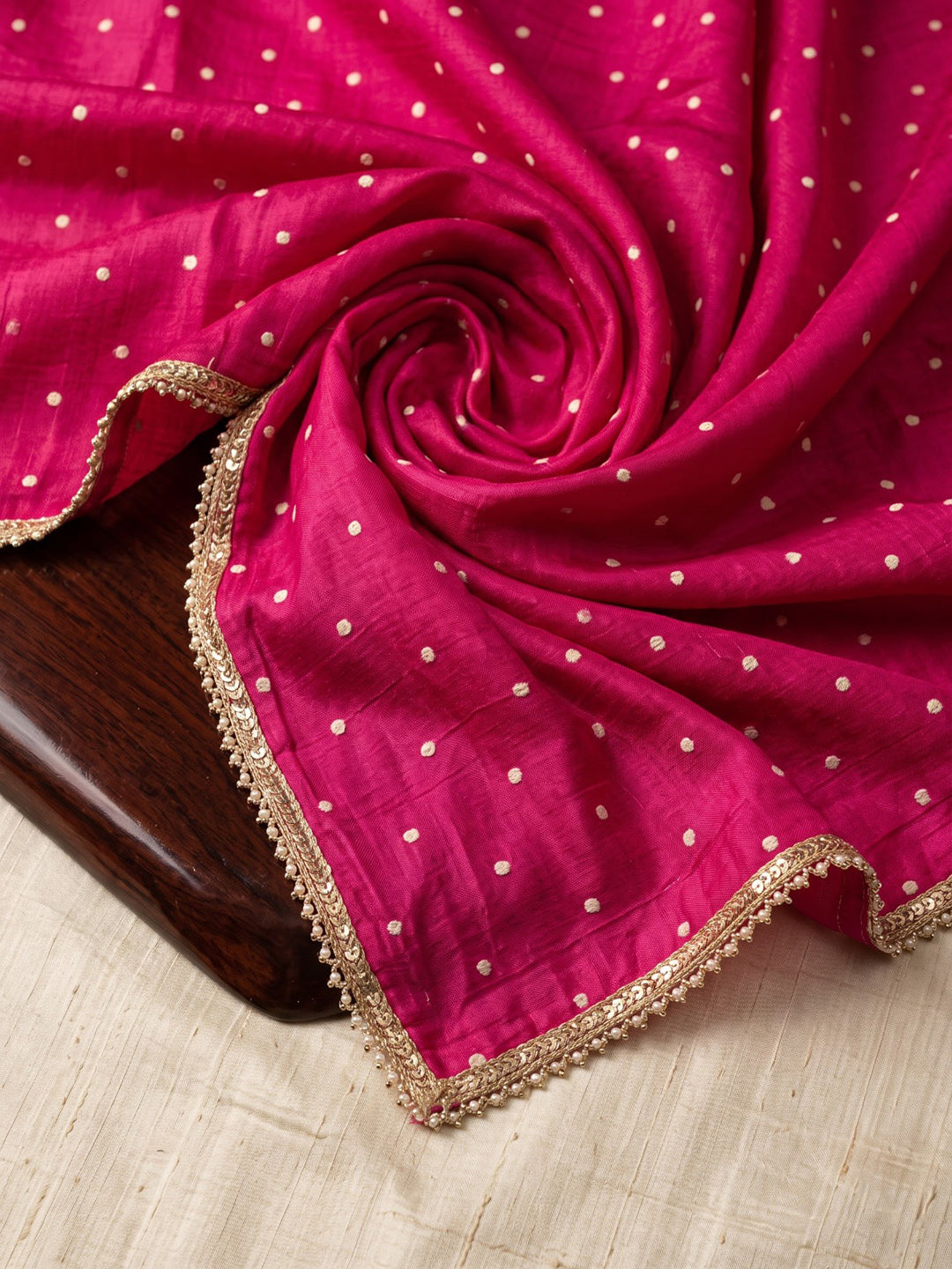 Pink Printed Crepe Kurta With Pant &amp; Dupatta