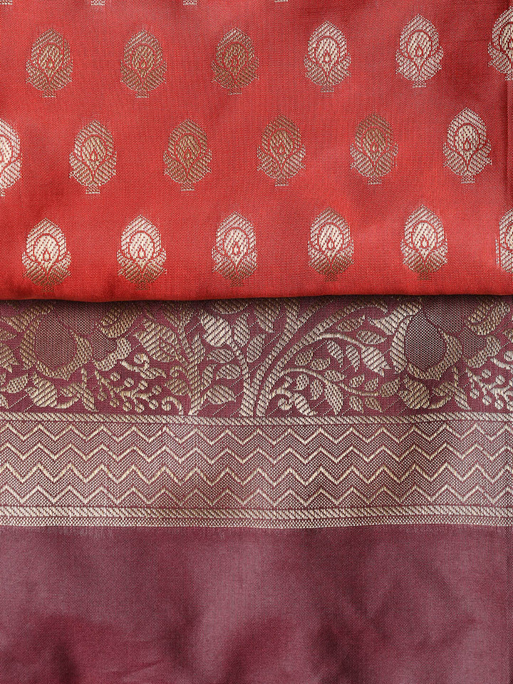 Woven Banarasi Chanderi Unstitched Suit With Dupatta