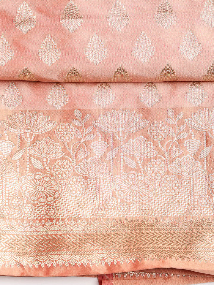 Woven Banarasi Chanderi Unstitched Suit With Dupatta