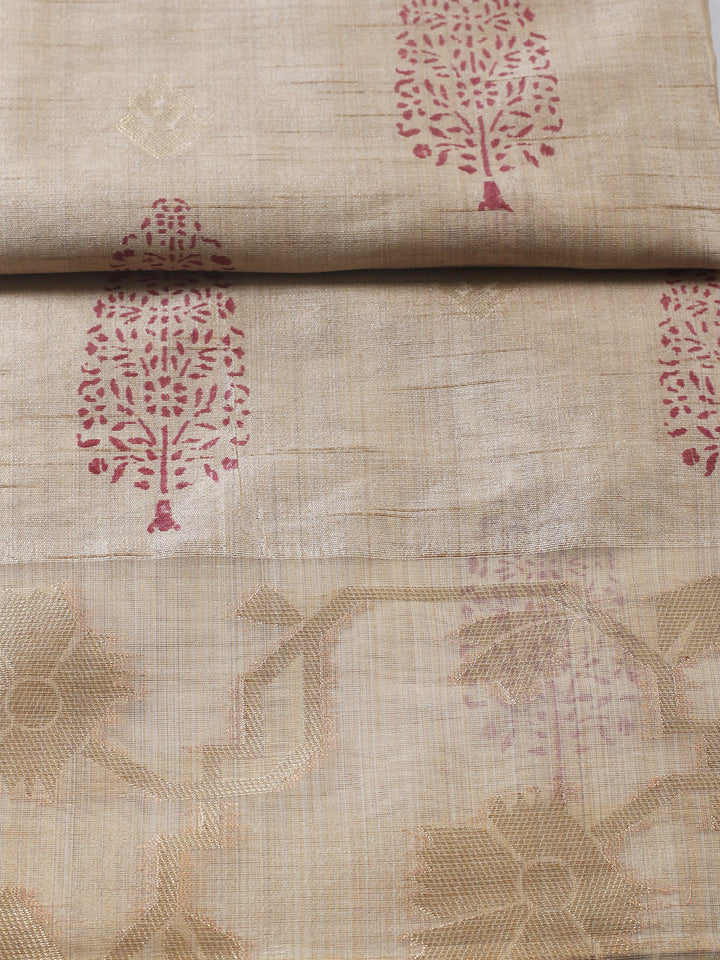Printed Cotton Blend Unstitched Suit With Pant &amp; Dupatta