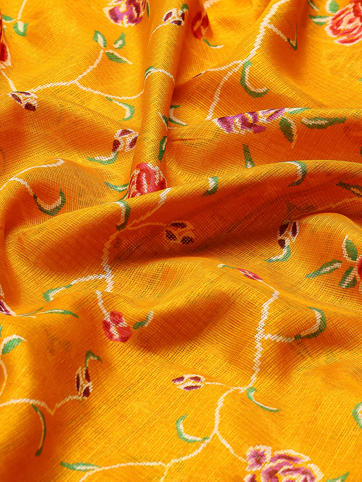 Floral Printed Cotton Blend Saree