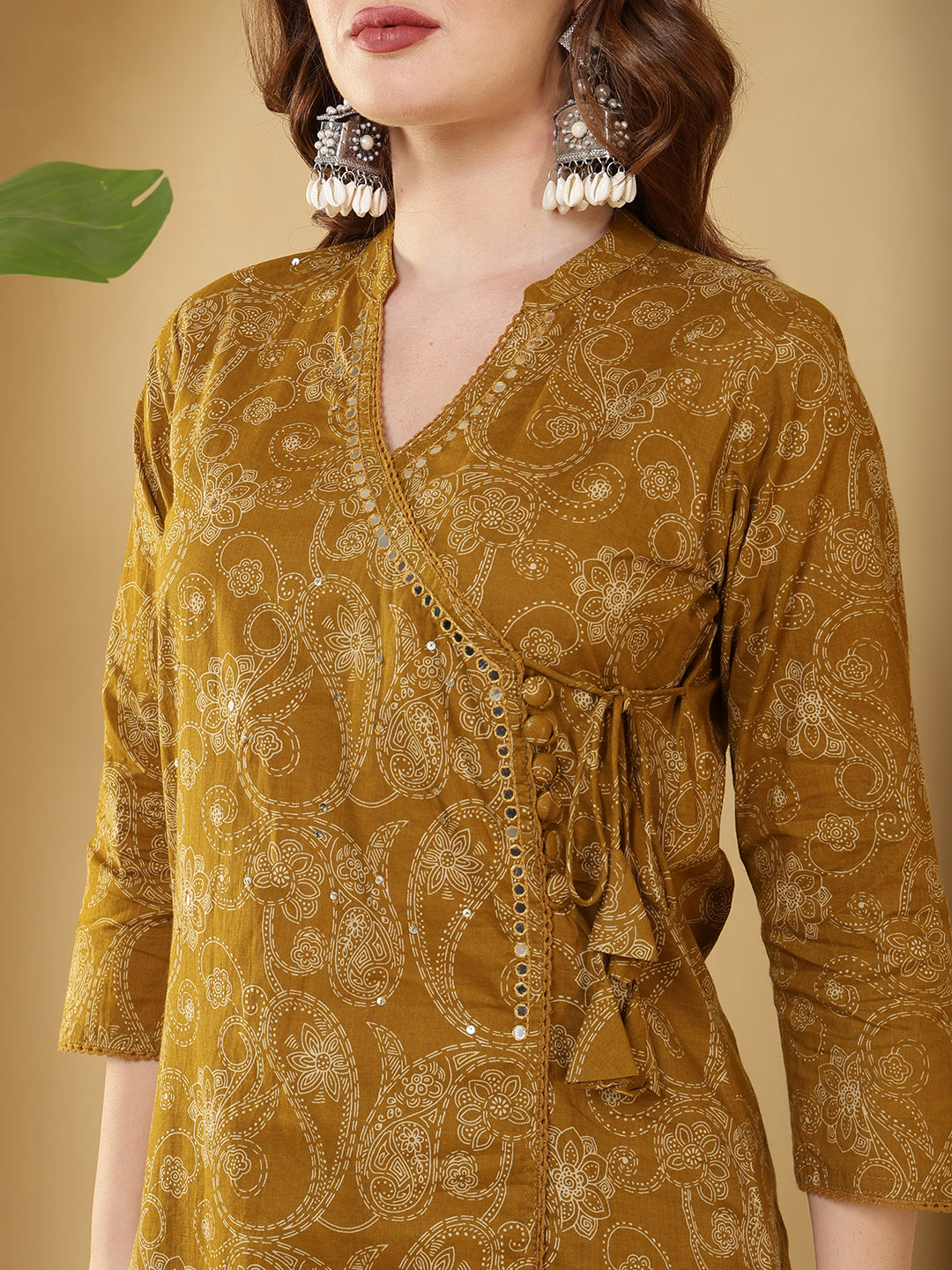 Printed Cotton Blend Kurta With Pants & Dupatta
