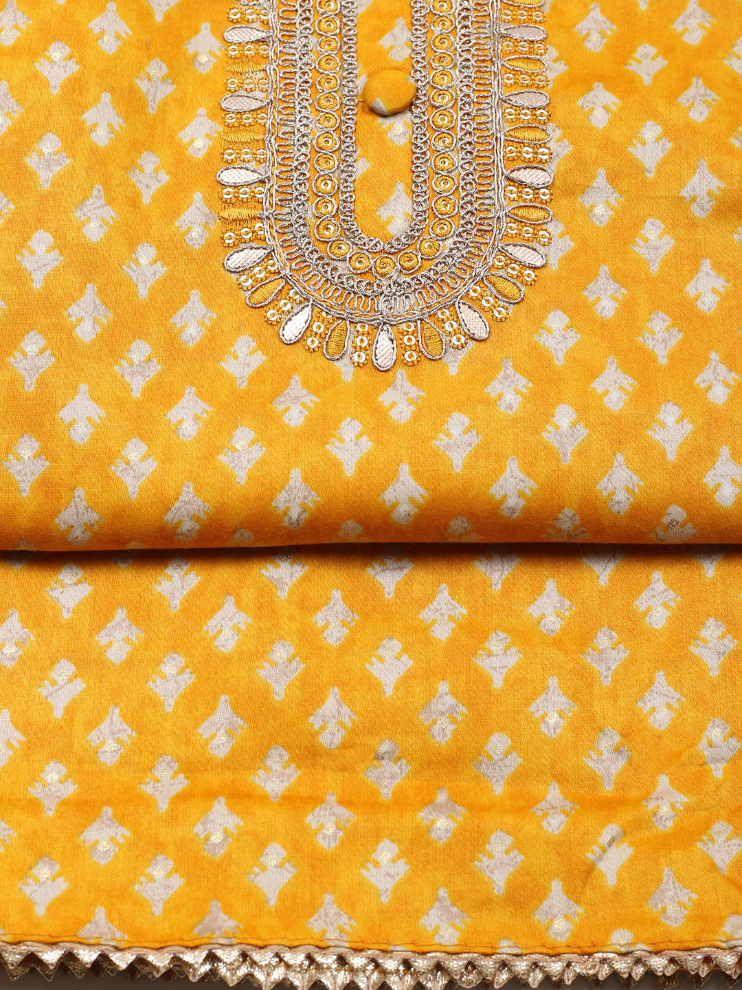 Embroidered Cotton Unstitched Suit With Pant &amp; Dupatta