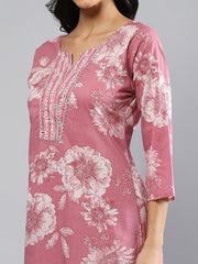 Printed Cotton Blend Kurta With Pants & Dupatta