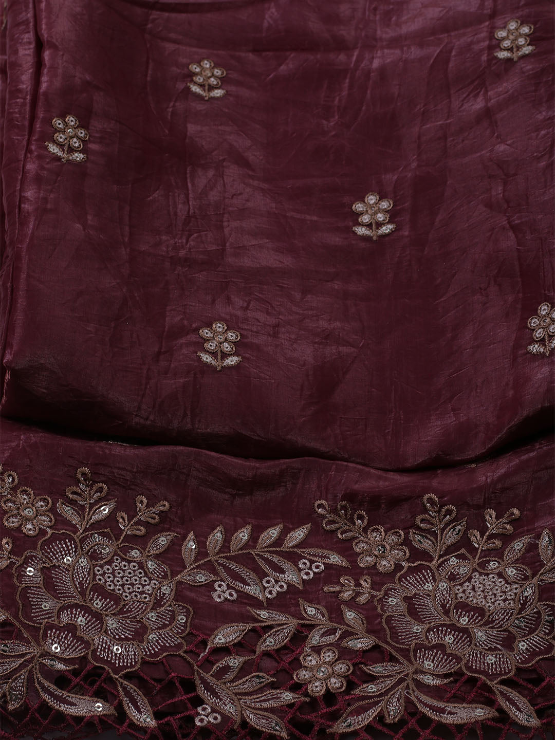 Embroidered Tissue Unstitched Suit With Dupatta