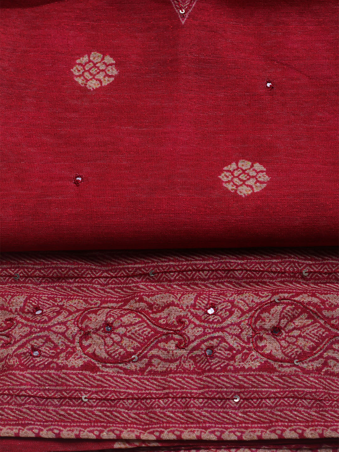 Embroidered Chanderi Unstitched Suit With Dupatta