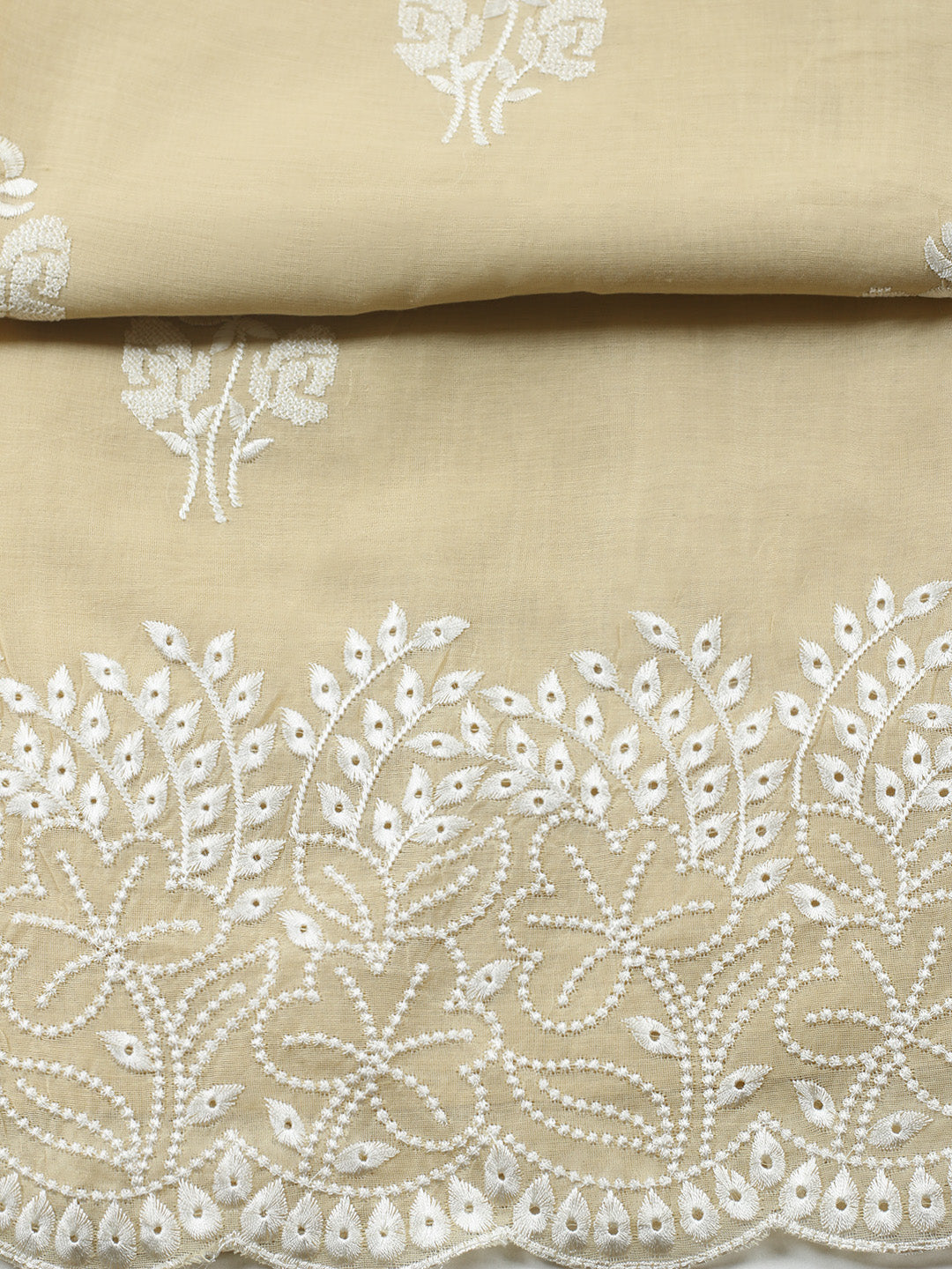 Embroidered Cotton Blend Unstitched Suit With Pant &amp; Dupatta