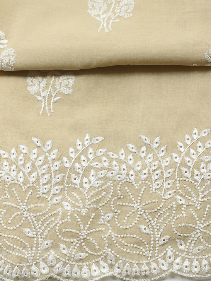 Embroidered Cotton Blend Unstitched Suit With Pant &amp; Dupatta