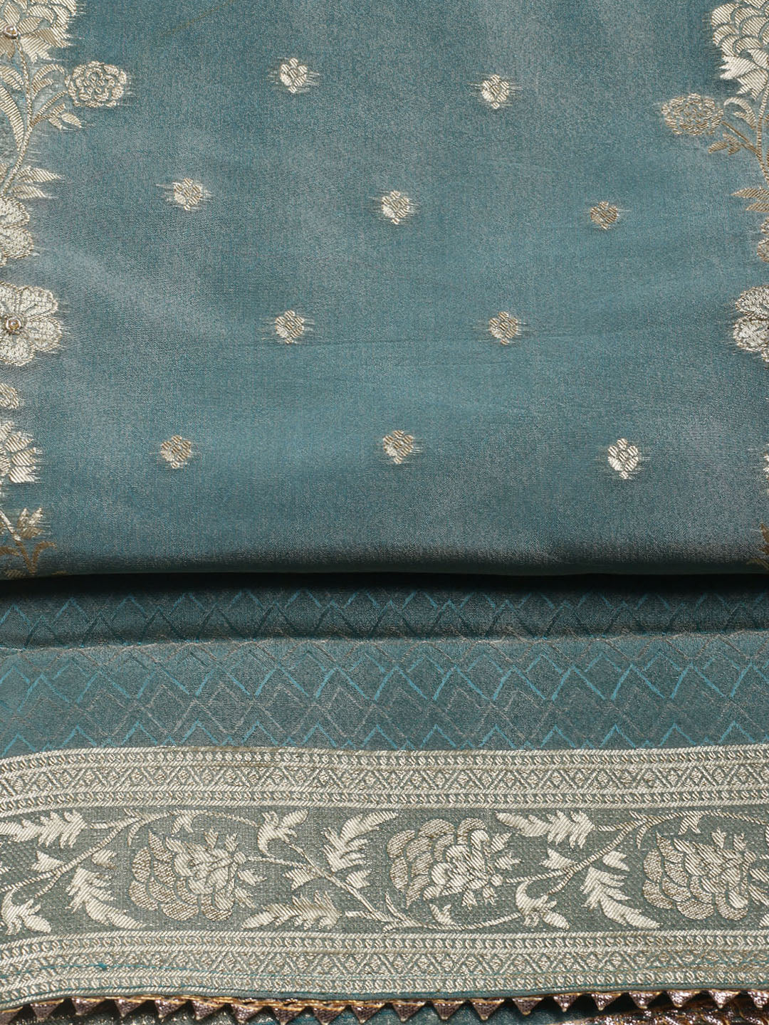 Woven Design Tissue Unstitched Suit With Dupatta