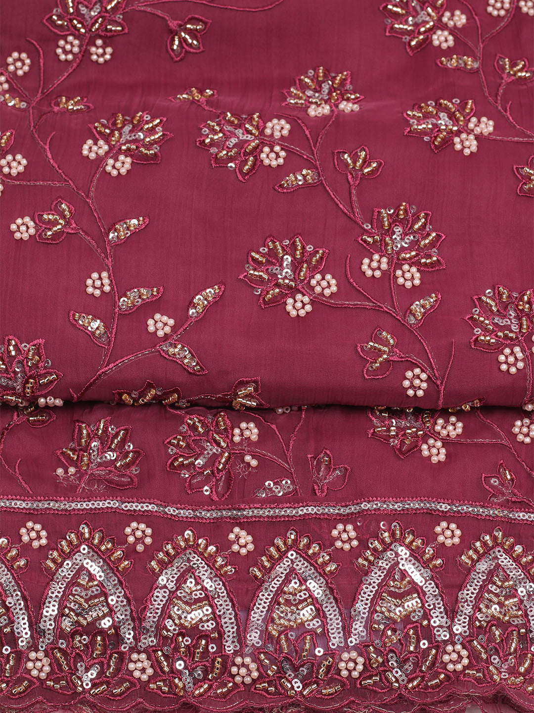 Embroidered Chiffon Unstitched Suit With Dupatta