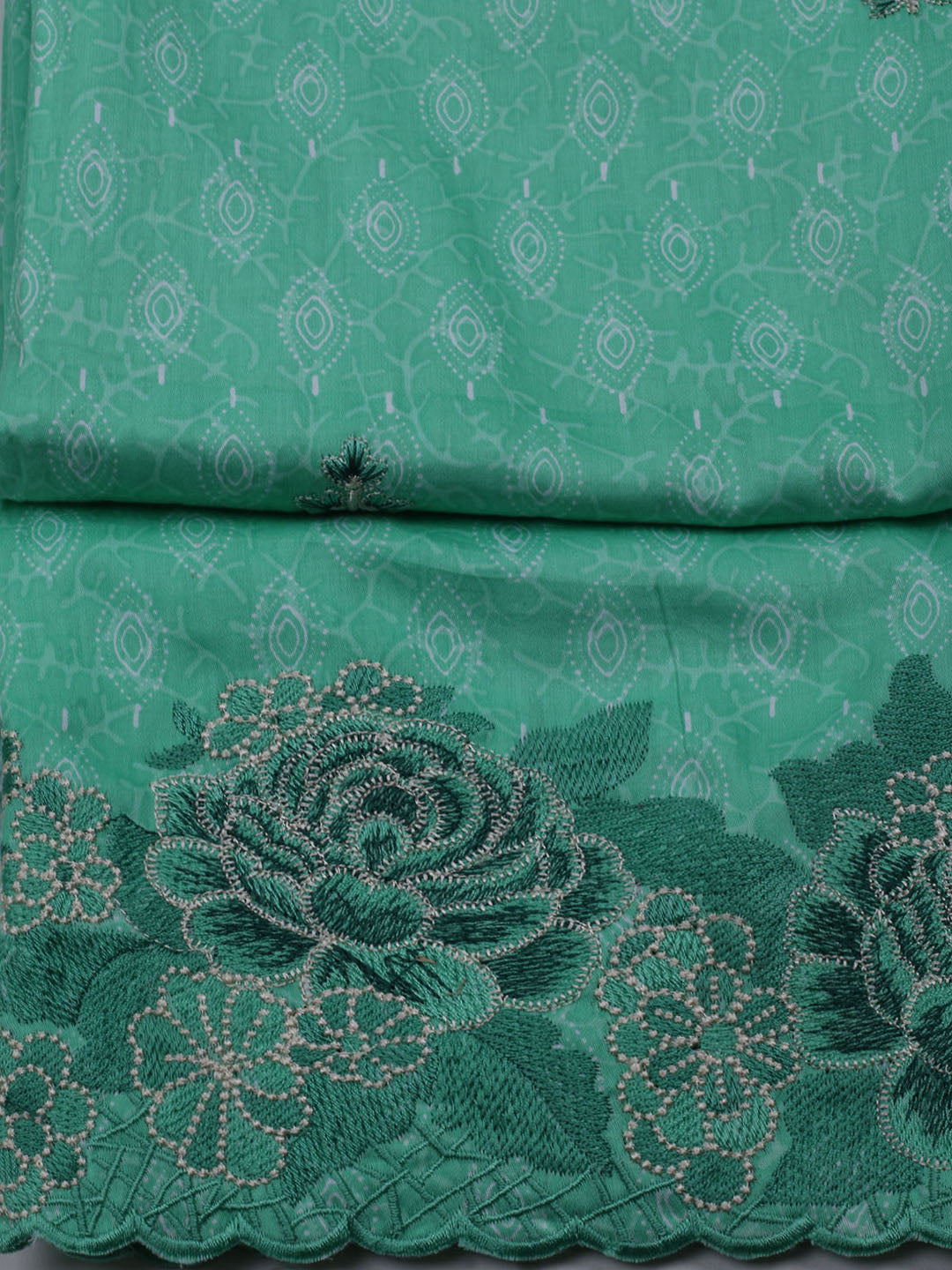 Neck Embroidered Cotton Blend Unstitched Suit With Dupatta