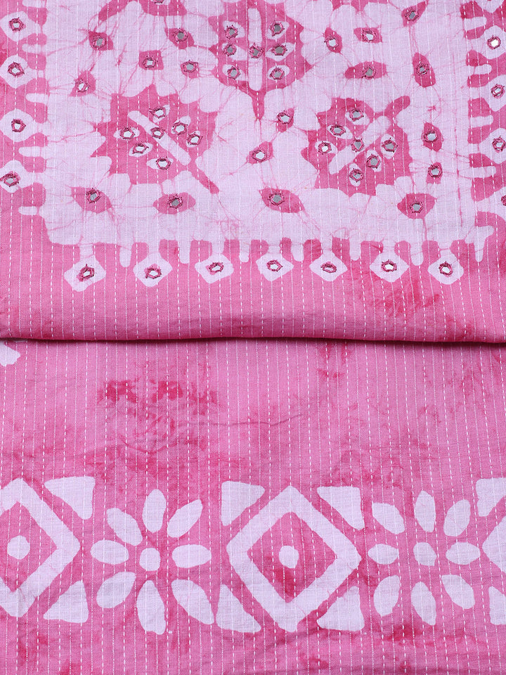 Embroidered Cotton Blend Unstitched Suit With Pant &amp; Dupatta