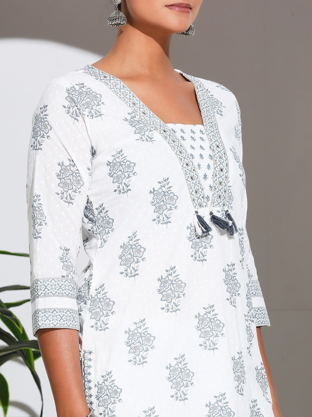 Printed Cotton Blend Kurta With Pant &amp; Dupatta
