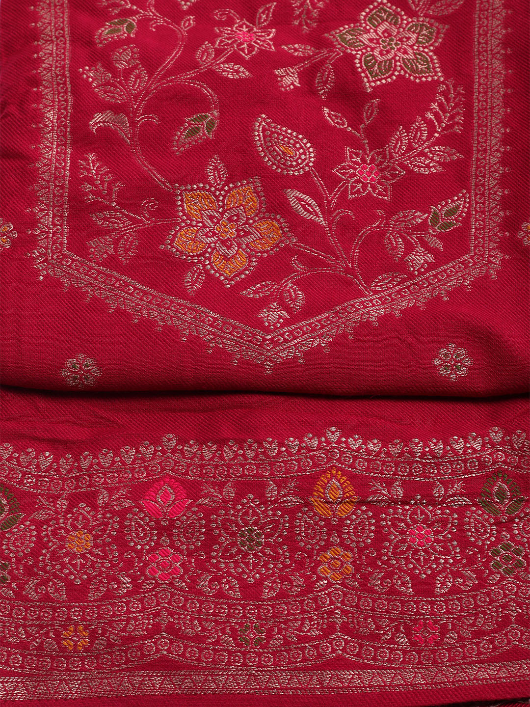 Pashmina Woven Design Unstitched Kurta With Pant &amp; Dupatta