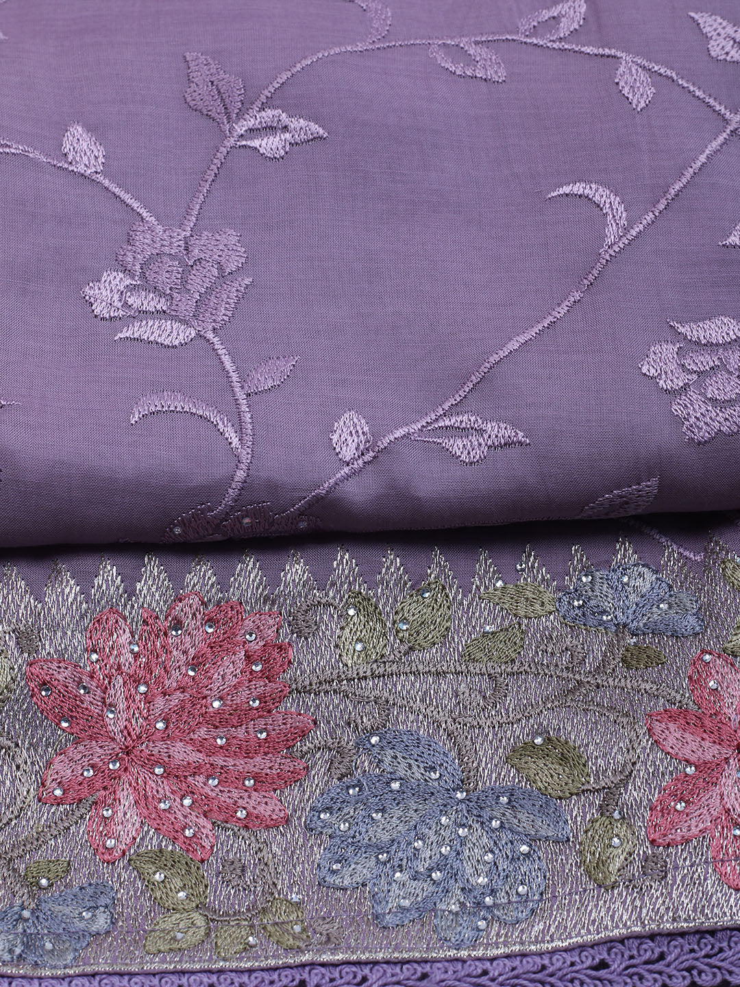 Embroidered Organza Unstitched Suit With Dupatta