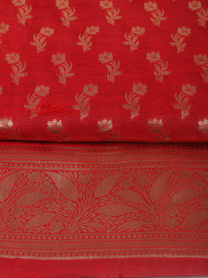 Woven Design Chanderi Unstitched Suit With Pant &amp; Dupatta