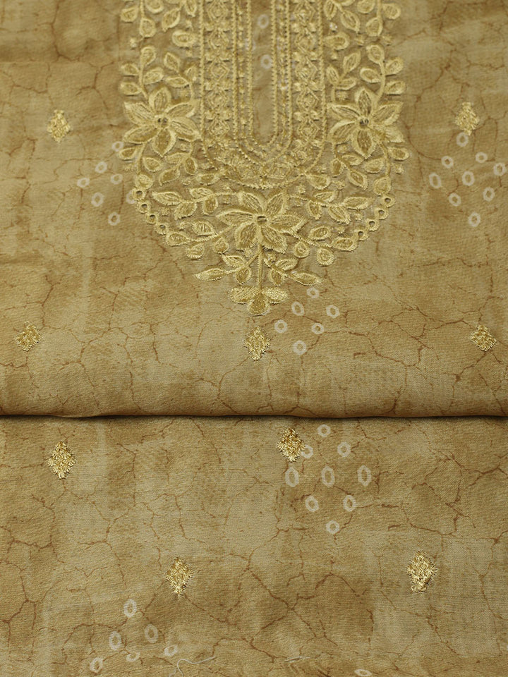 Printed Chanderi Unstitched Suit With Pant &amp; Dupatta