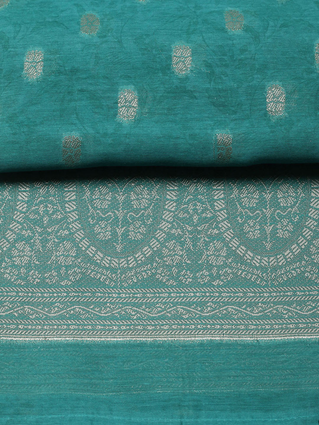 Embroidered Chanderi Unstitched Suit With Pant &amp; Dupatta