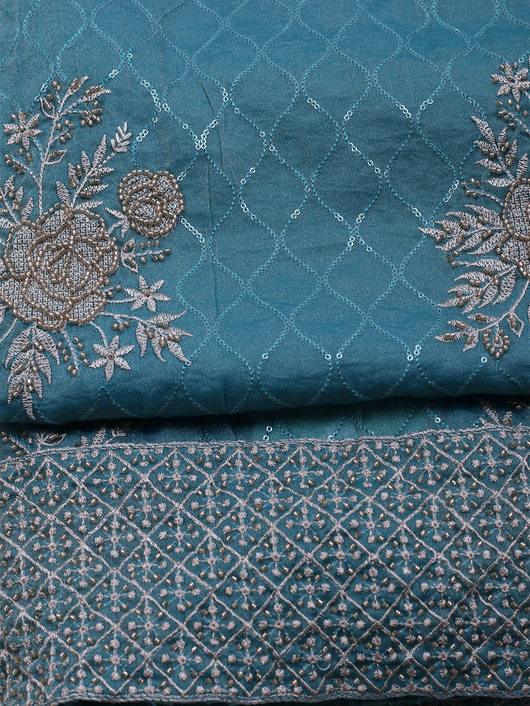 Embroidered Tissue Unstitched Suit With Dupatta