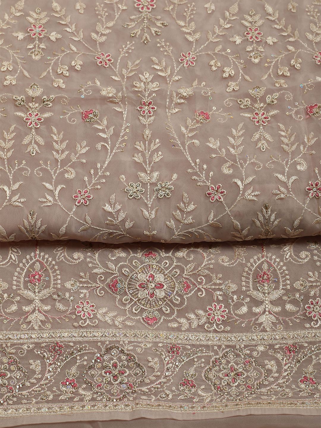 All over Embroidered Organza Unstitched Suit With Dupatta